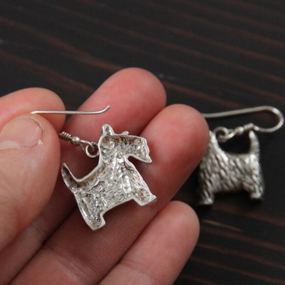 Sterling Dog Earrings Scottish Terrier - Picture 2 of 5